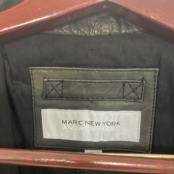Andrew Marc : Black leather Moto jacket new without tags: stunning mint XL - Picture 4 of 8